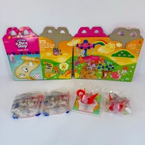 90s McDonalds Littlest Pet Shop Kids Happy Meal Toys and 2 Meal Boxes | 1996